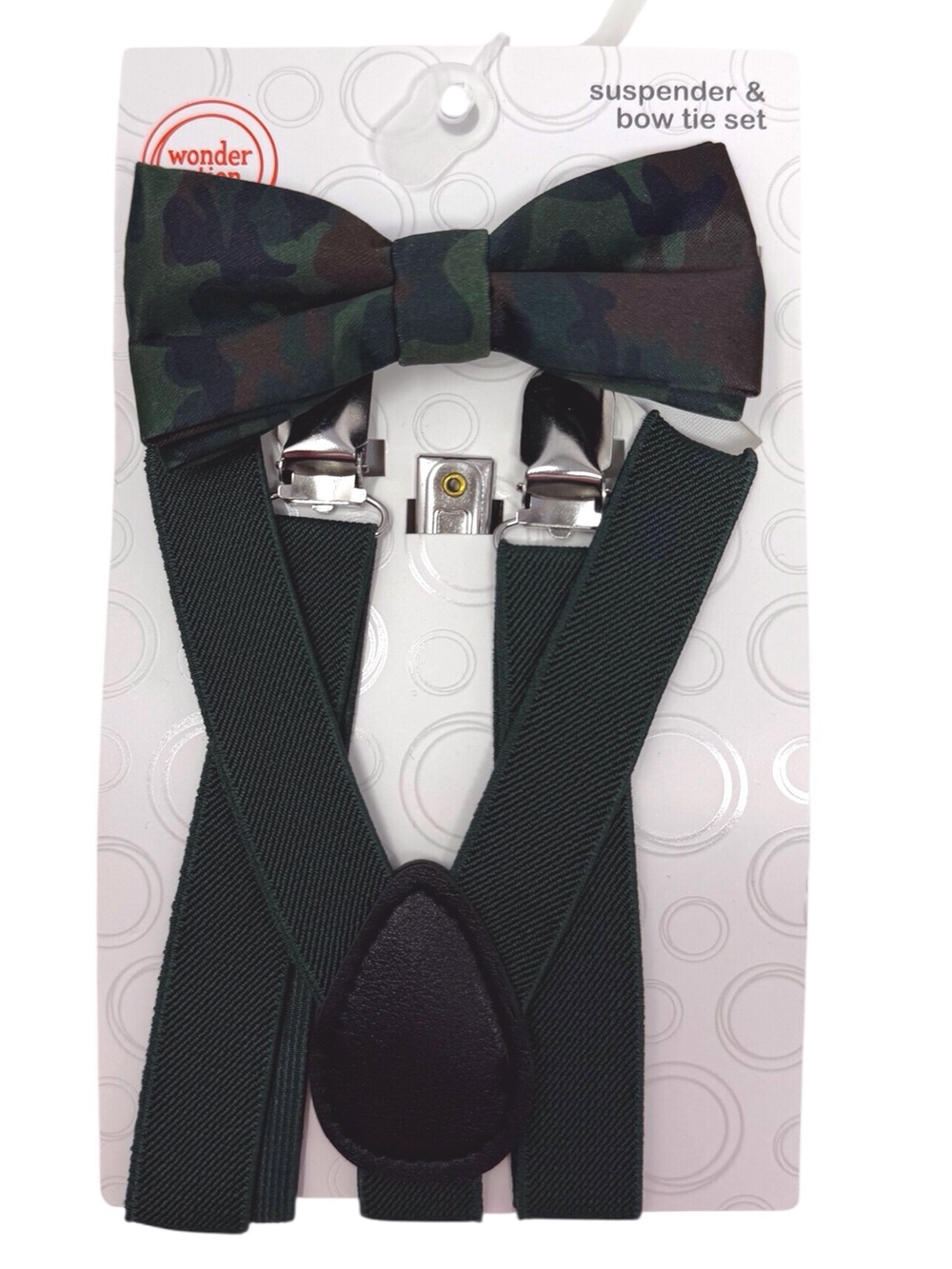 Wonder Nation 3+ Toddler Green Camo Suspender And Bow Tie Set